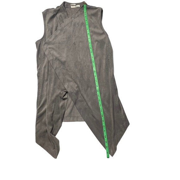 Artisan NY Vest Faux Suede Womens small Gray Open Front Draped Flyaway Soft - Picture 5 of 9